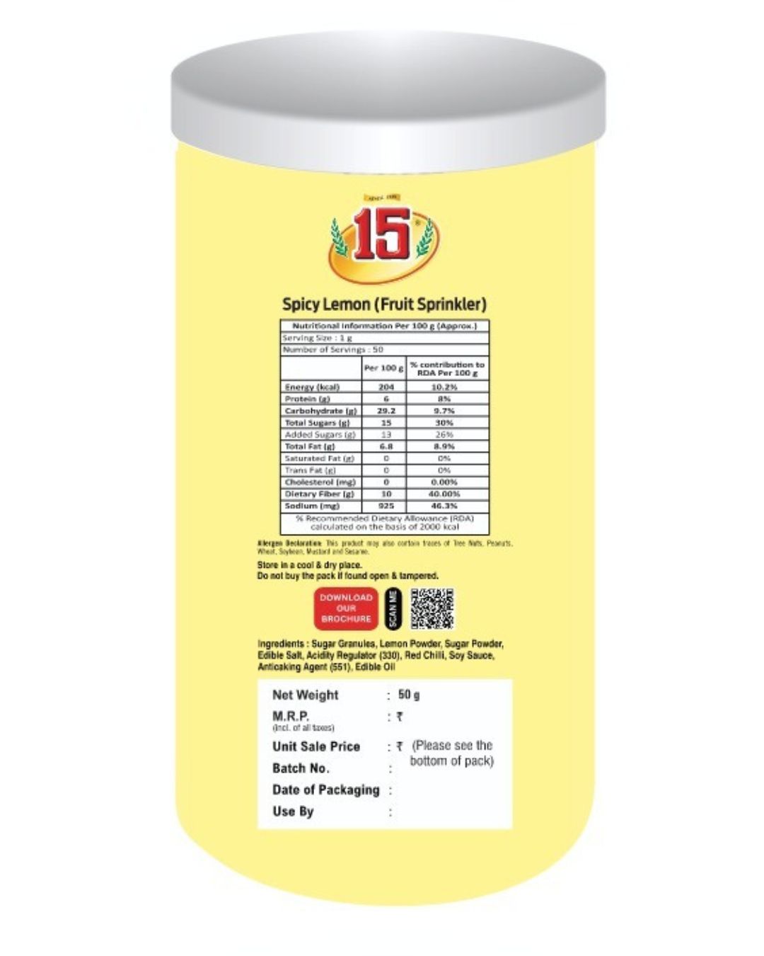 SPICY LEMON FRUIT SPRINKLER - 15 No. ChawalWala