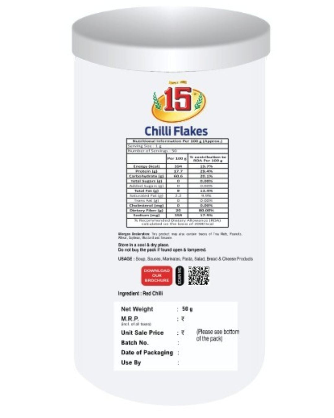 CHILLI FLAKES SPRINKLER - 15 No. ChawalWala